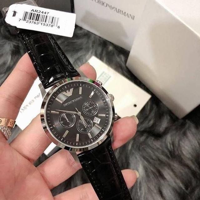 SALE Emporio Armani Classic Chronograph Black and Silver Men s Watch AR2447 Men s Fashion Watches Accessories Watches on Carousell