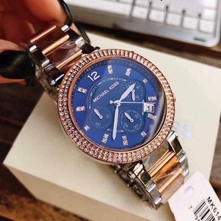 SALE Michael Kors MK6141 Parker Blue Dial Two tone Ladies Watch Women s Fashion Watches Accessories Watches on Carousell