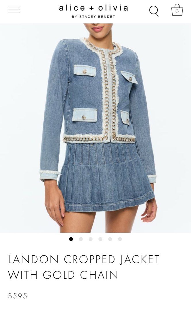 Alice Olivia blue Landon cropped blazer jacket Women s Fashion Tops Longsleeves on Carousell