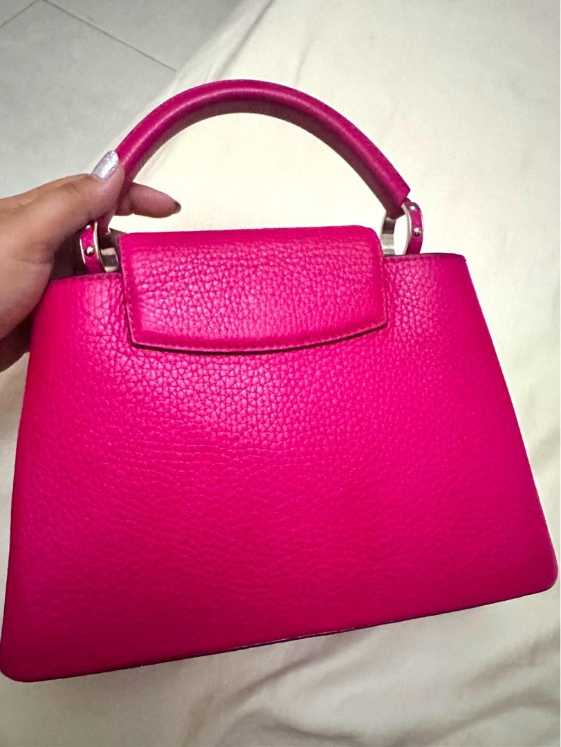 Authentic Louis Vuitton Capucines BB Bag (Category: Luxury Bags & Wallets) located in Rizal. Submitted by SummerPeaCloset (Listing ID 1298521751, Image 3). Description: Authentic Louis Vuitton Capucines BB Bag BB size With LV dustbag and box Silver hardware Selling low Missing long leather strap Rank 8.5/10 Php 153,000.
