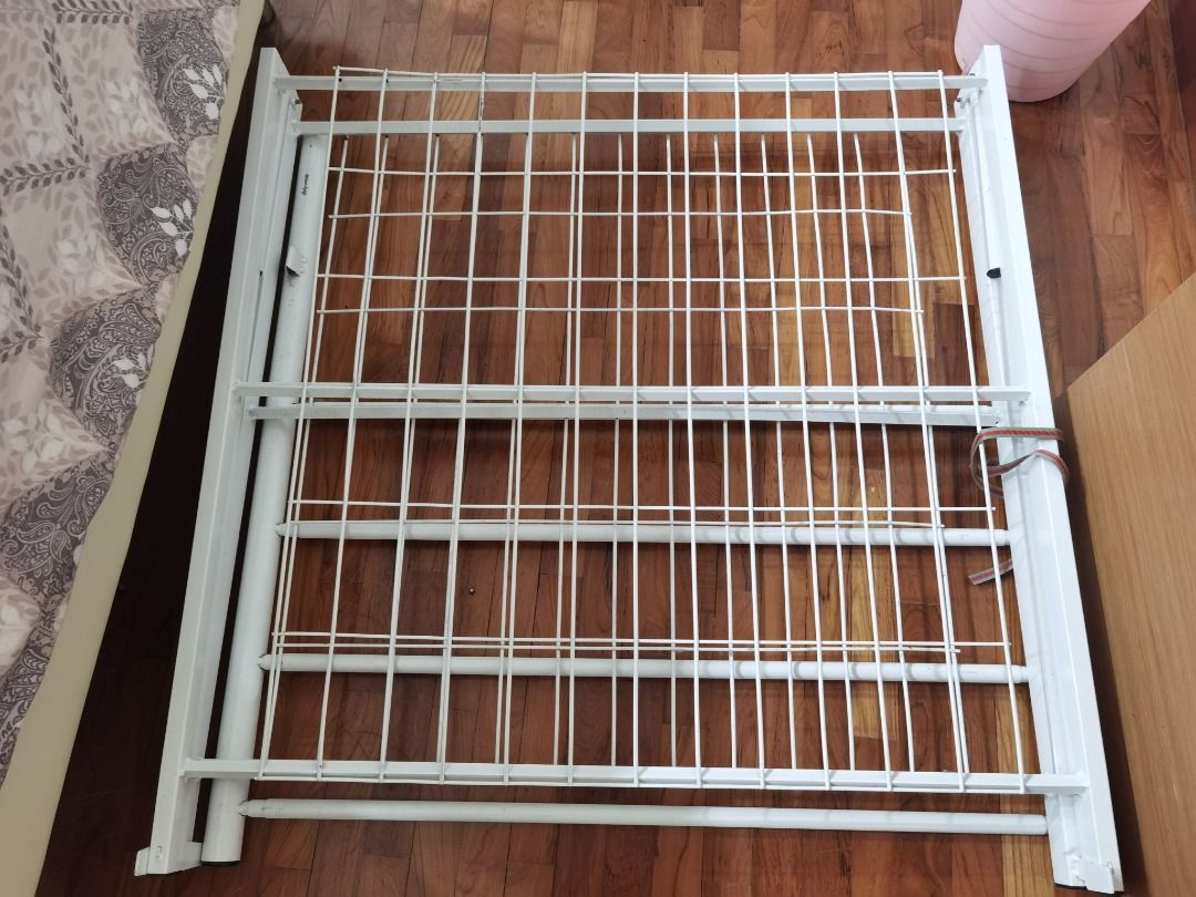 Bed frame and mattress (Category: Bed Frames & Mattresses) located in Singapore. Submitted by safestar.3229c2 (Listing ID 1324583271, Image 2). Description: Single bed frame . Good to fit in helpers room as well. Likely new mattress is available size approx.: 77*58 inches.