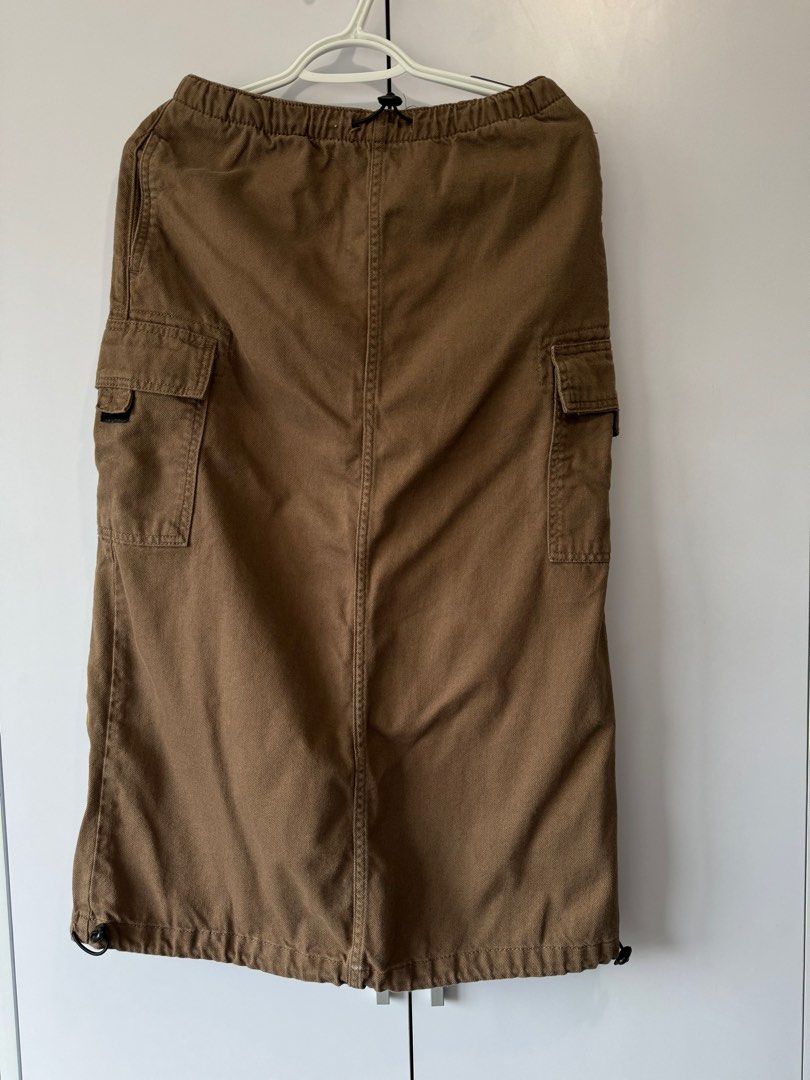 Bershka Brown Long Cargo Skirt Women s Fashion Bottoms Skirts on Carousell