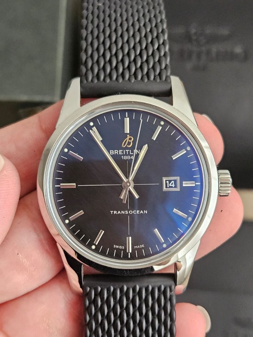 Breitling Transocean Date A1036012 Black 43mm Auto Luxury Watches on Carousell