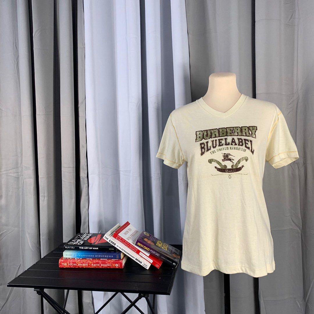 Burberry Blue Level V Neck T Shirt Women s Fashion Tops Shirts on Carousell