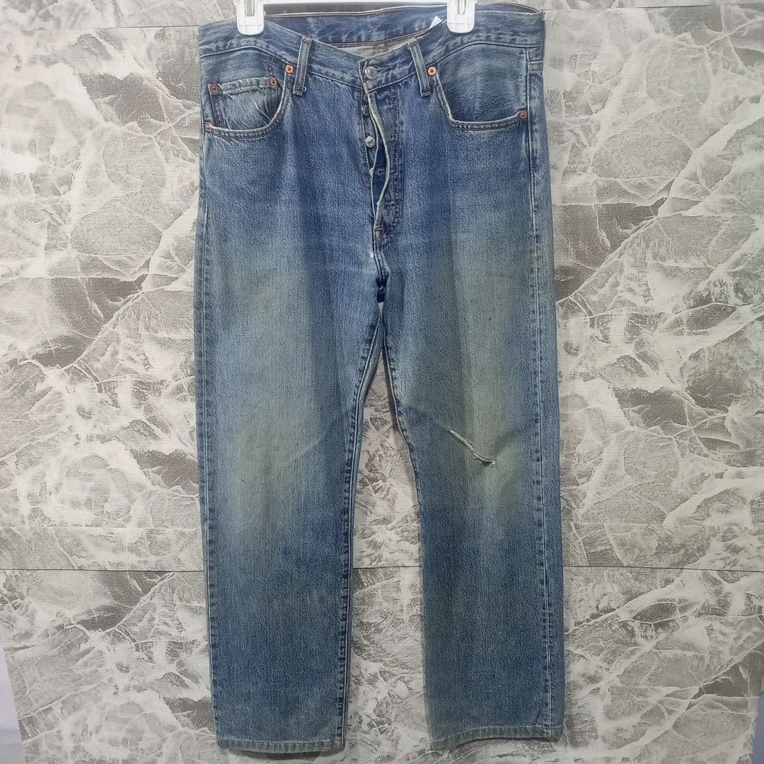 Celana jeans pria LEVIS 501 sz 34 casual kain tebal bagus, Fesyen