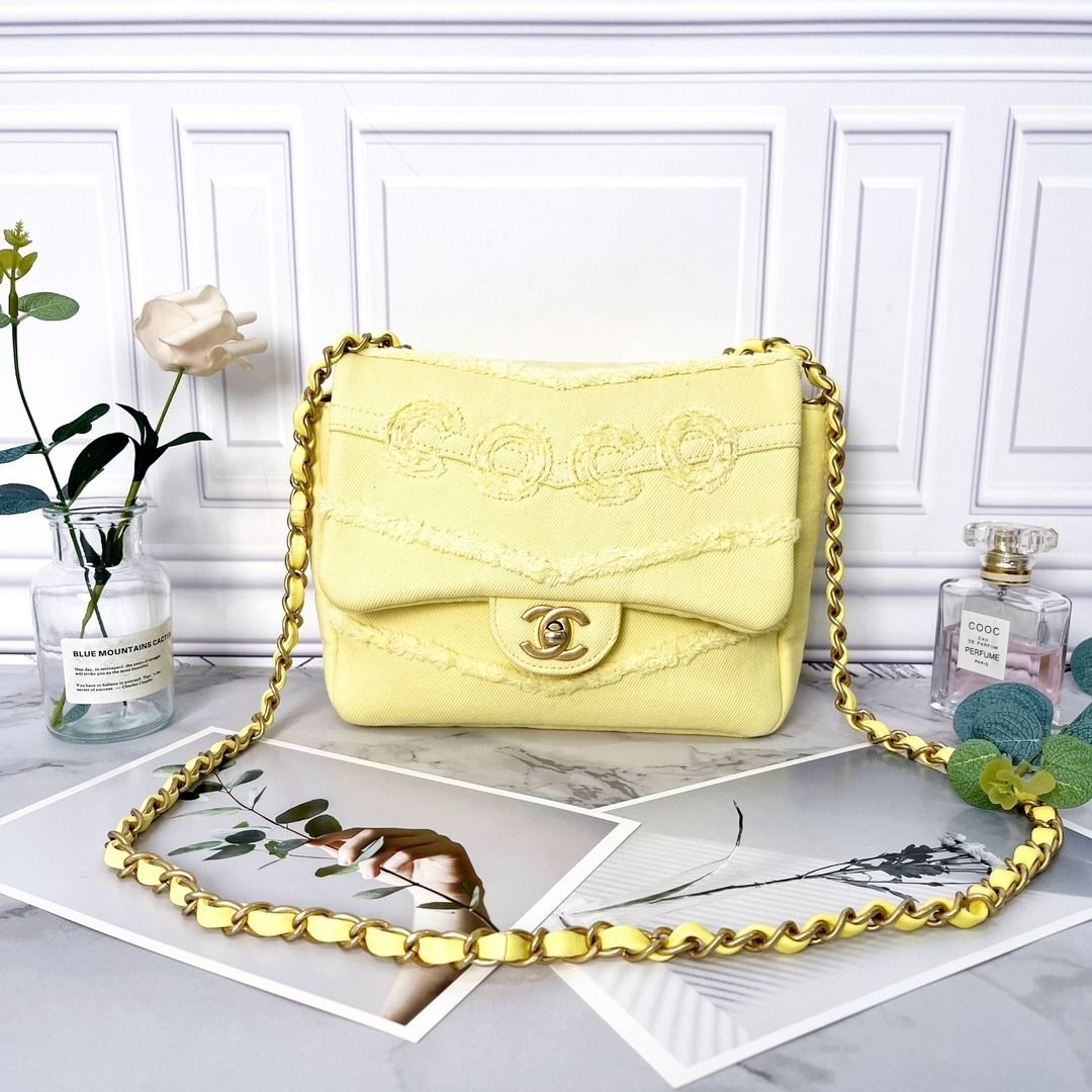 Chanel Coco Flap Bag in Yellow denim GHW