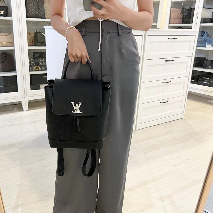 SOLD Est Retail 5000 Louis Vuitton LV Lockme Backpack in Black Grained Calfskin and SHW Luxury Bags Wallets on Carousell