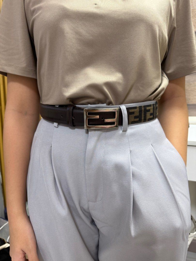 fendi zucca canvas leather belt (Category: Belts) located in Davao. Submitted by kykriz (Listing ID 1324658340, Image 2). Description: og fendi zucca belt in brown/black, in really good condition, negotiable for sure buyers. pm for inquiries.