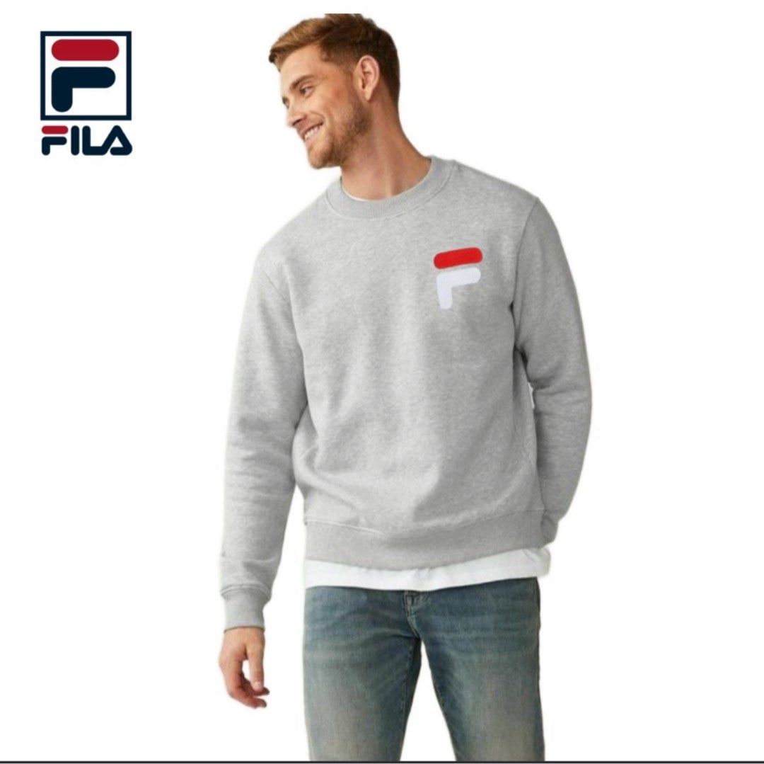 FILA Men s French Terry Crew Neck Sweatshirt XL Men s Fashion Tops Sets Tshirts Polo Shirts on Carousell