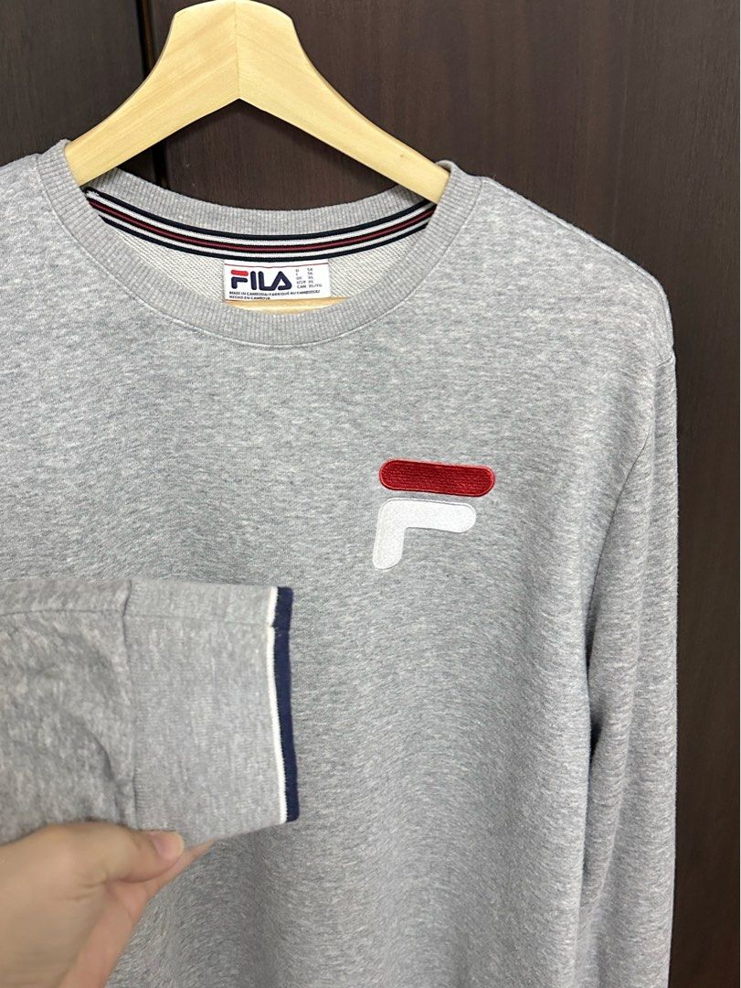 FILA Men s French Terry Crew Neck Sweatshirt XL Men s Fashion Tops Sets Tshirts Polo Shirts on Carousell