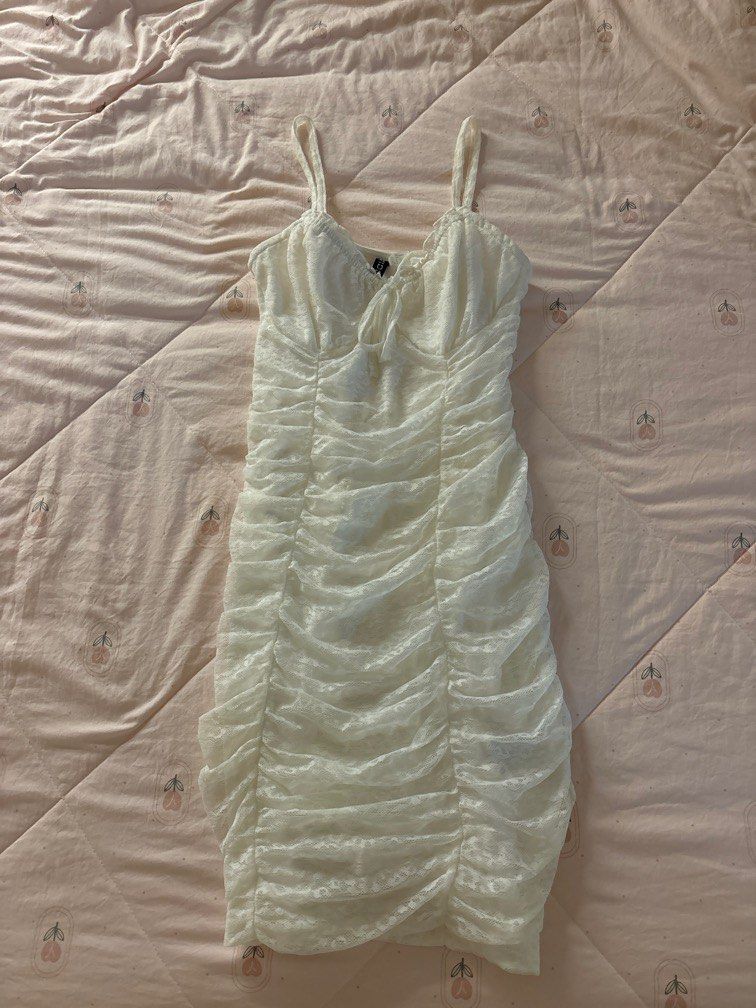 h&m white ruched dress courtbyafeather on LTK
