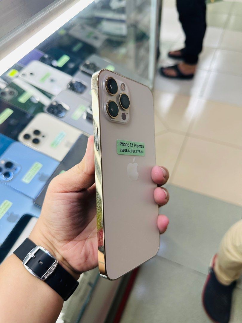 Iphone 12 Pro Max 256gb 87% batt Globelocked (Category: iPhone 12 Series) located in San Juan City. Submitted by javedsgadgetshop (Listing ID 1324723429, Image 3). Description: OPEN FOR INSTALLMENT VIA CREDIT CARD/GGIVES/SPAY/BILLEASE & SWAP/TRADE-IN! BUY AND SELL! Quick Specs : Iphone 12promax •256gb •NTC Variant •87% batt health •Globelocked •95% Smoothness •No hidden issue | No Repaired •100% Authentic | Not Refurbished •w/ OEM Charger & store