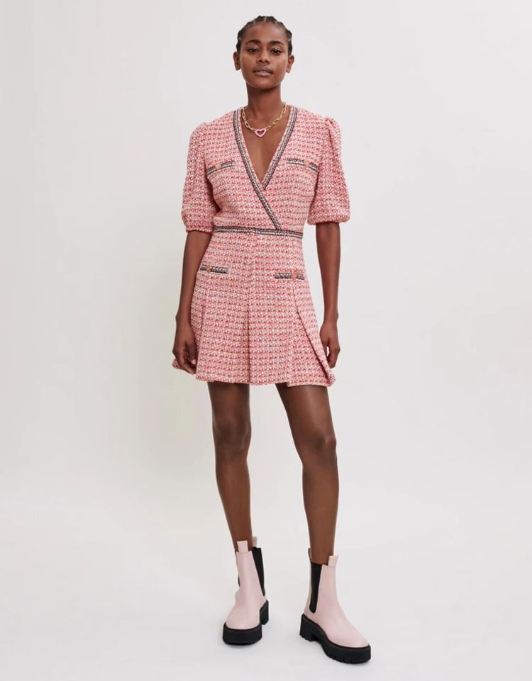 Maje Red Tweed Dress, , & , - Carousell