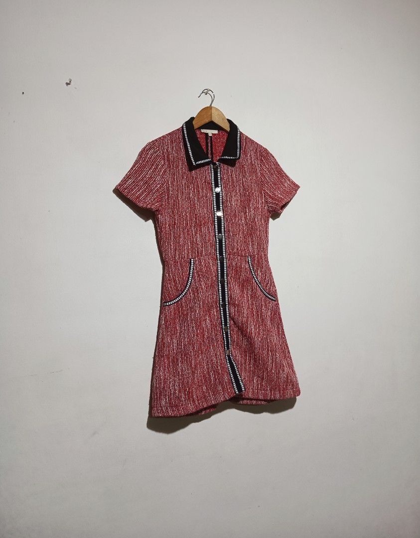 Maje Renati Tweed Red Black Women s Fashion Dresses Sets Dresses on Carousell