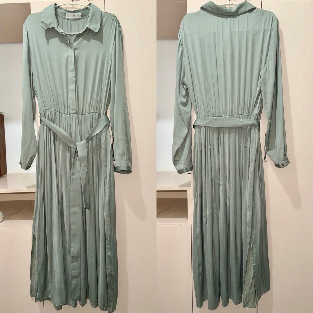 Mango Flowy Satin Pleated Midi Dress (Light Green), Women's Fashion, Dresses & Sets, Dresses on Carousell Mango Flowy Satin Pleated Midi Dress (Light Green), Women's Fashion, Dresses & Sets, Dresses on Carousell