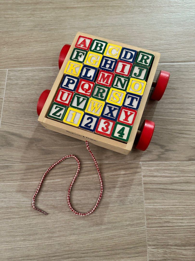 Melissa and Doug Classic ABC Wooden Block Cart Educational Toy With 30 Solid Wood Blocks Babies Kids Infant Playtime on Carousell