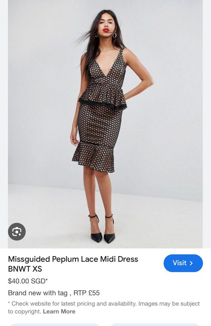 Missguided peplum dress clearance