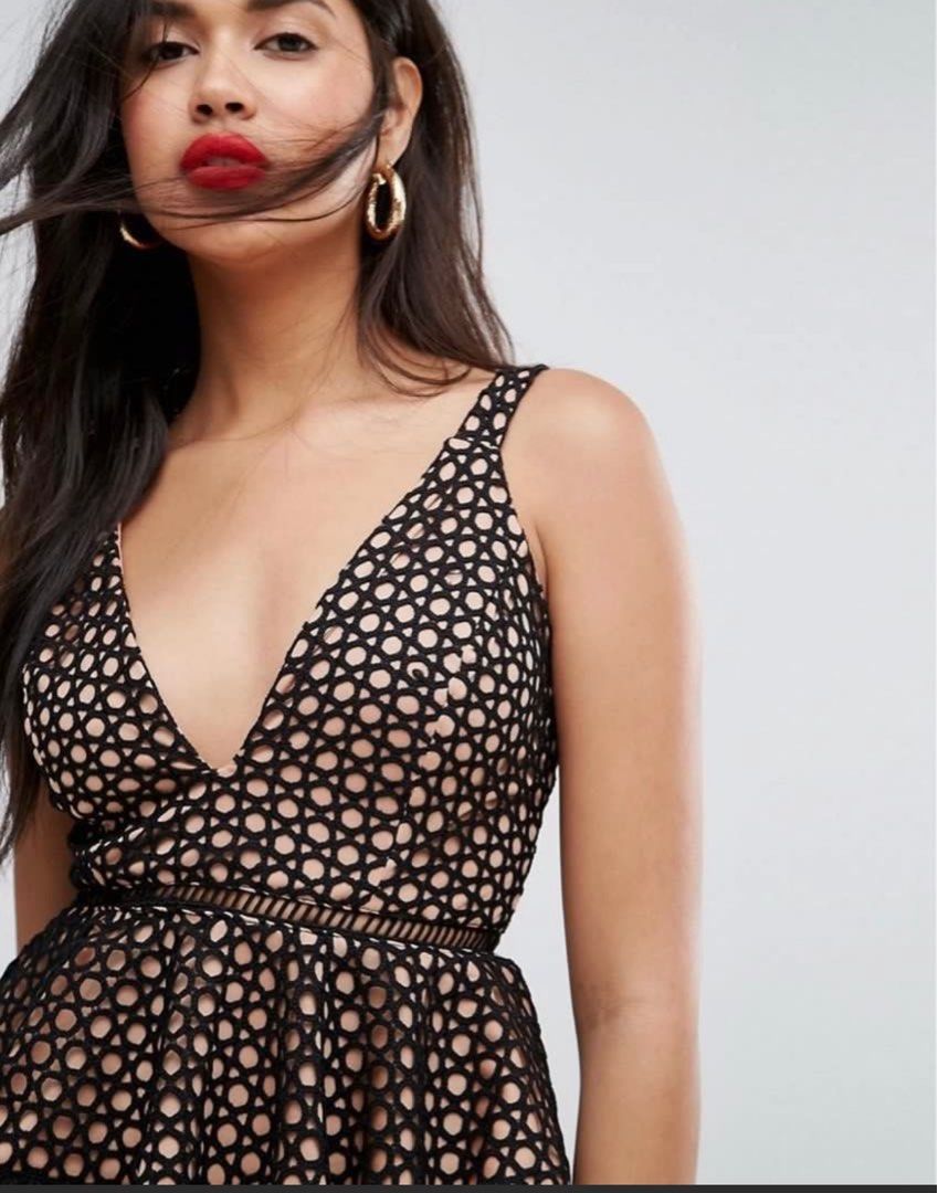 Missguided lace peplum dress