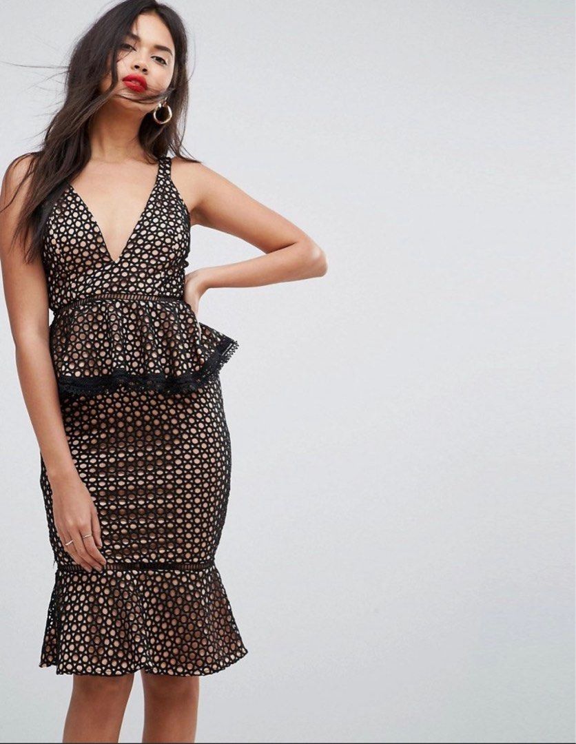 Missguided lace peplum dress