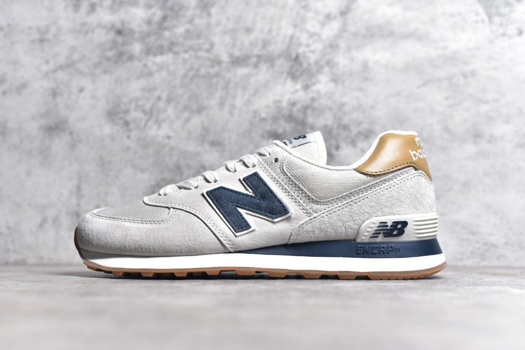 New Balance NB574 Grey Blue Gold shoes Men s Fashion Footwear Sneakers on Carousell