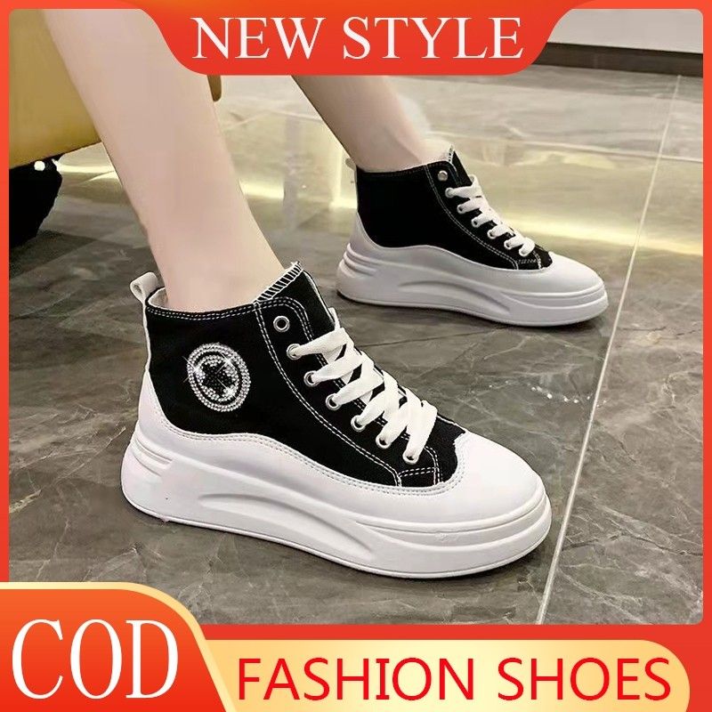 New Korean fashion canvas shoes rubber shoes sneakers for women comfortable lightweight soft bottom increase Casual