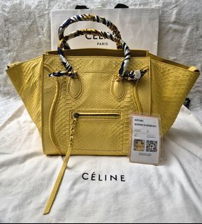 ☆ONHAND!☆ Authentic Celine Paris Small Phantom Python Lemon Yellow Bag