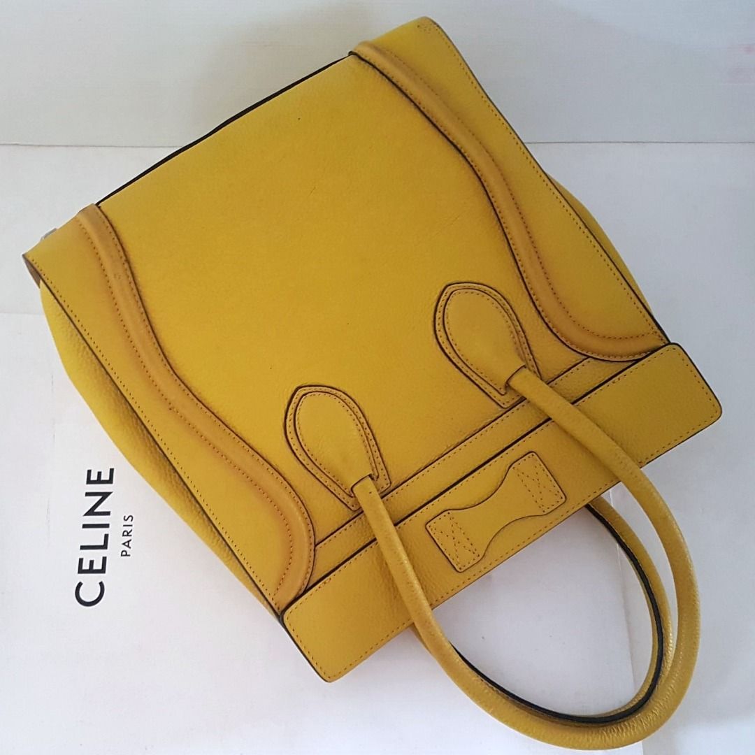 Original Celine MINI Luggage Tote PARIS France CELINE Drummed Calfskin Model Made in ITALY Sophistication Trendy Handbag Shoulder Duffel