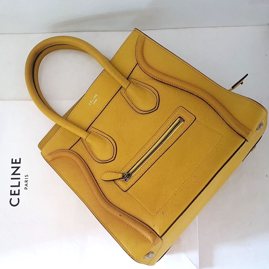 Original Celine MINI Luggage Tote PARIS France CELINE Drummed Calfskin Model Made in ITALY Sophistication Trendy Handbag Shoulder Duffel Hand carry Timeless Classic Catwalk Runway Luxury Lifestyle Pop...