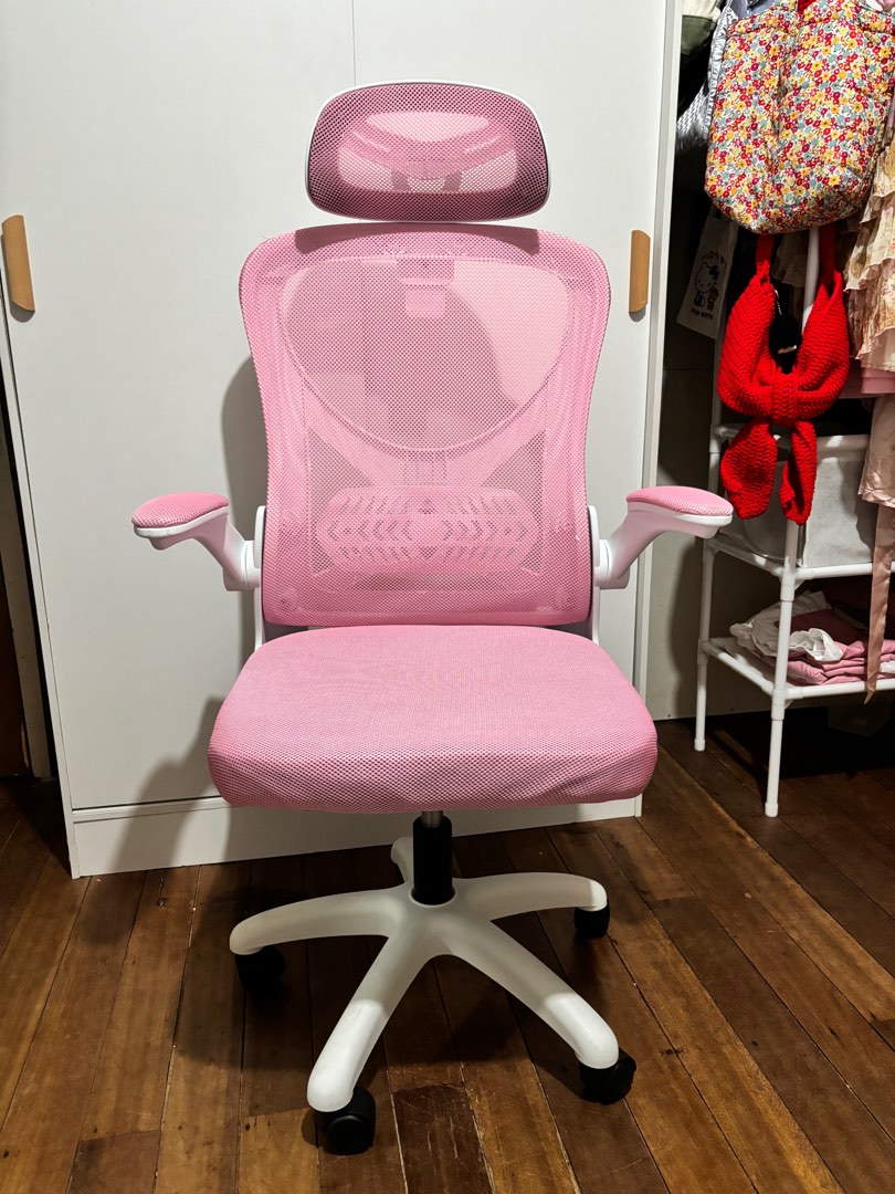 Pink Ergonomic Office Gaming Study Chair, Furniture & Home Living ...