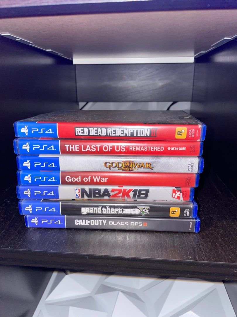 PS4 GAMES (Category: PlayStation) located in Lipa City. Submitted by slicked.garms (Listing ID 1324567712, Image 1). Description: gta 5 - SOLD gow remastered - SOLD gow - SOLD rdr2 - SOLD the last of us - 700 black ops 3 - SOLD nba2k18 - 300.