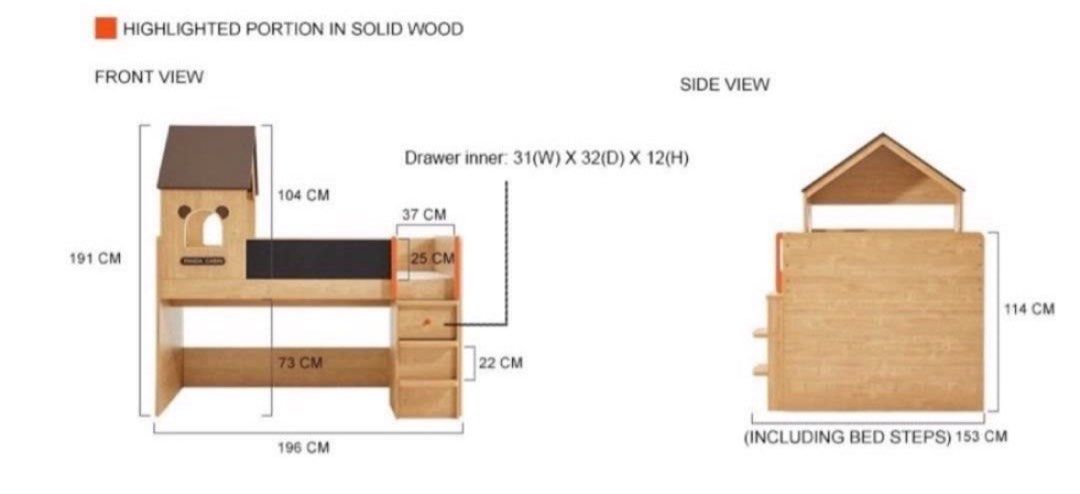 Solid Wood Kids Bunk Bed65074649355267116