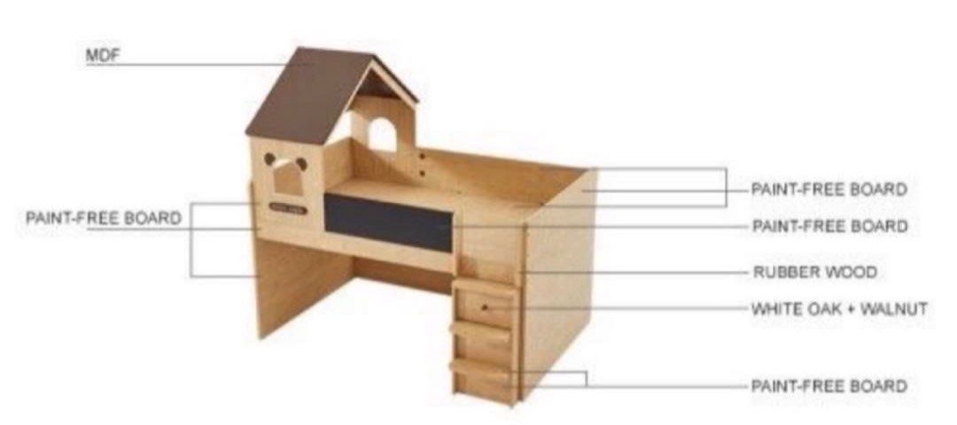 Solid Wood Kids Bunk Bed65074649355267117