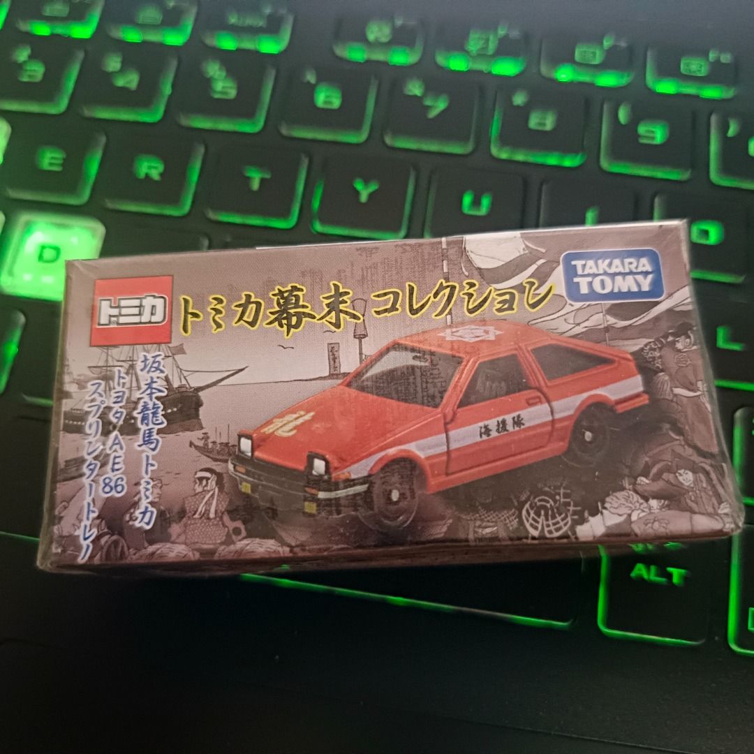 Toyota Sprinter Trueno AE86 (Category: Vehicle & Diecast Models) located in Plaridel. Submitted by dragonskeep (Listing ID 1324653906, Image 1). Description: Tomica Toyota Sprinter Trueno (Warlord/Bakumatsu Edition) MISB. With markings, for interested parties please message me. Please disregard numbered stickers, just for inventory purposes.