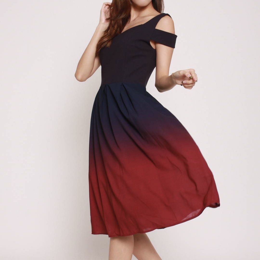 Cold shoulder gradient dress outlet