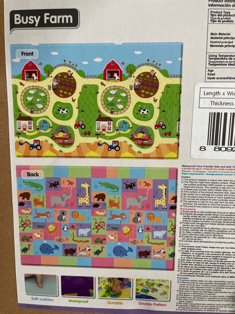 Used once only Authentic Baby Care Baby Playmat with Busy Farm Map and Vehicle Babies Kids Infant Playtime on Carousell