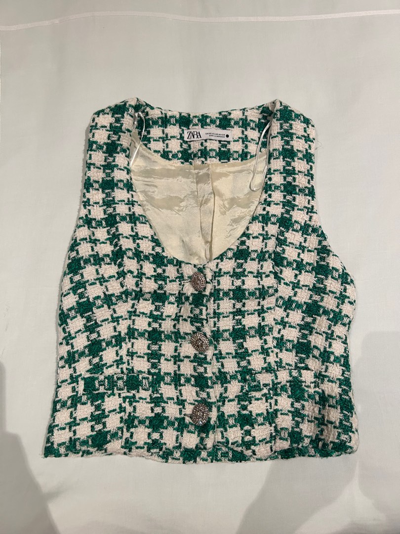 Zara tweed vest cheap