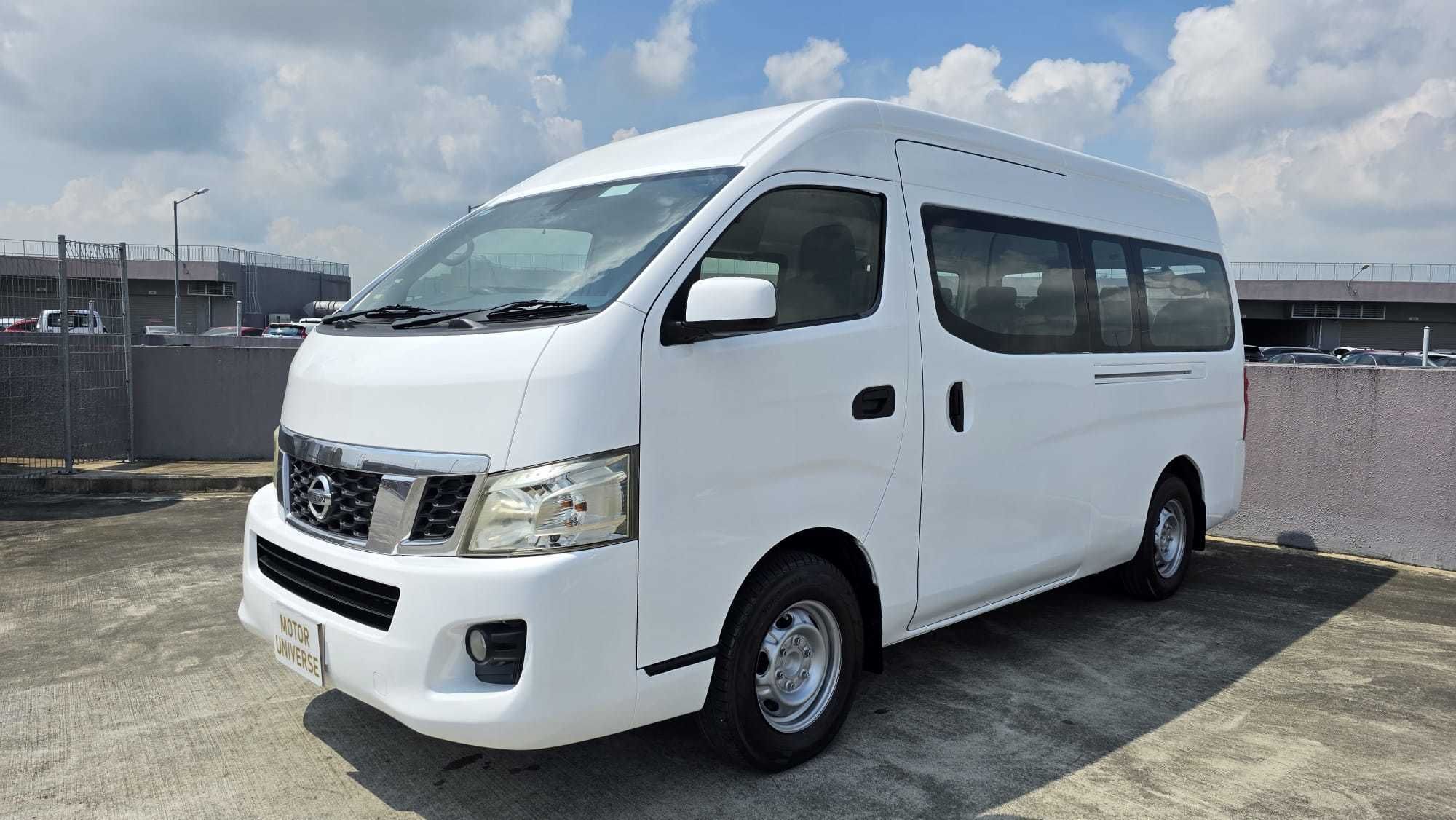NISSAN NV350 URVAN HIGHROOF WIDE S-LONG 2.5 A/T (Category: Used Commercial Vehicles for Sale) located in Singapore. Submitted by motoruniverse (Listing ID 1367921254, Image 3). Description: Showroom: CARRO CENTER 60 JALAN LAM HUAT #04-37/38 CARRO CENTER Singapore 737869 High roof bus auto, 1 owner only! Pre-owned auto diesel 14+1 seaters, lowest depreciation! Excellent condition, freshly coated paint! Low mileage! 100% loan approval! 100% in hous