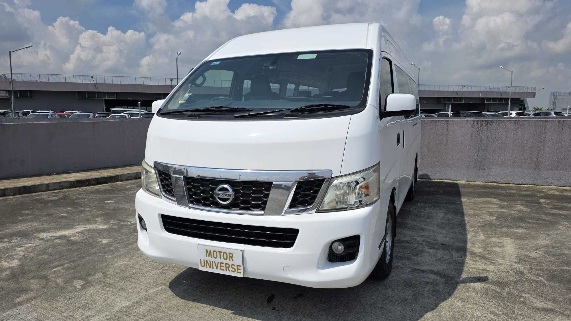 NISSAN NV350 URVAN HIGHROOF WIDE S-LONG 2.5 A/T (Category: Used Commercial Vehicles for Sale) located in Singapore. Submitted by motoruniverse (Listing ID 1367921254, Image 2). Description: Showroom: CARRO CENTER 60 JALAN LAM HUAT #04-37/38 CARRO CENTER Singapore 737869 High roof bus auto, 1 owner only! Pre-owned auto diesel 14+1 seaters, lowest depreciation! Excellent condition, freshly coated paint! Low mileage! 100% loan approval! 100% in hous