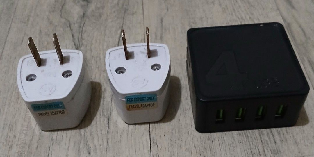 4 ports USB charger and 2 universal adapters bundle (Category: Chargers) located in Paranaque City. Submitted by metanoia_0315 (Listing ID 1344823136, Image 1). Description: includes •2 universal adapters (brand Ogamma) • one 4 ports USB output charging 4.0A wall charger for mobile phone (brand Awei) - defect: no blue led indicator but charger still works fine please ping if interested, thanks.