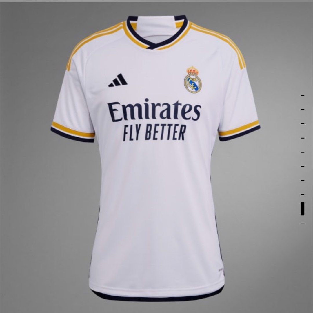 Adidas Real madrid 2023-24 home jersey (Category: Activewear) located in Singapore. Submitted by tohzzzzz (Listing ID 1344901085, Image 1). Description: Is a female XL size Authentic with e-receipt.