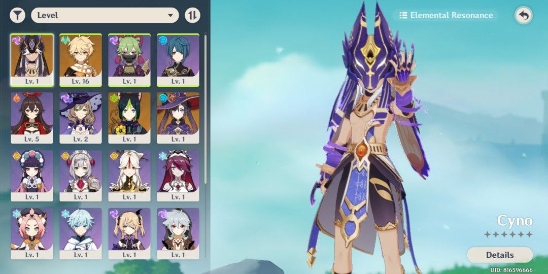 Cyno Sig AR7 Starter Genshin Impact (Category: Others) located in Caloocan City. Submitted by rurugenshin (Listing ID 1344923201, Image 2). Description: Check my profile for more accounts! *Cyno And Signature Weapon - Staff of Scarlet Sands Other 5 stars: * Character: Tighnari,Mona * Weapons: Floating Dreams, Primojade Spear, Skyward Pride AR7 Unset Email - Unset Birthday Asia Server SAFE: First Owner - Manually Rolled Account Not Abyss Hacked 50