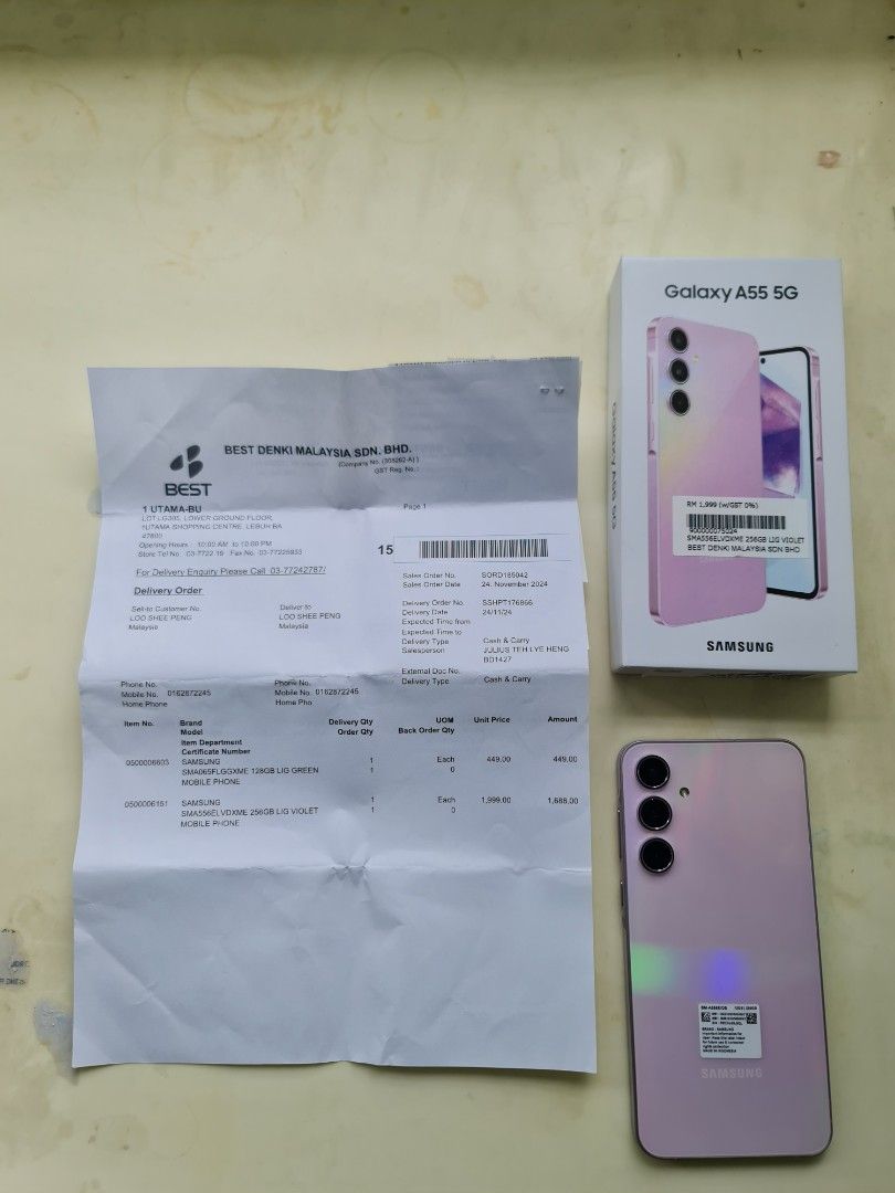 Galaxy A55 5G Awesome Lilac 256GB, Mobile Phones & Gadgets, Mobile