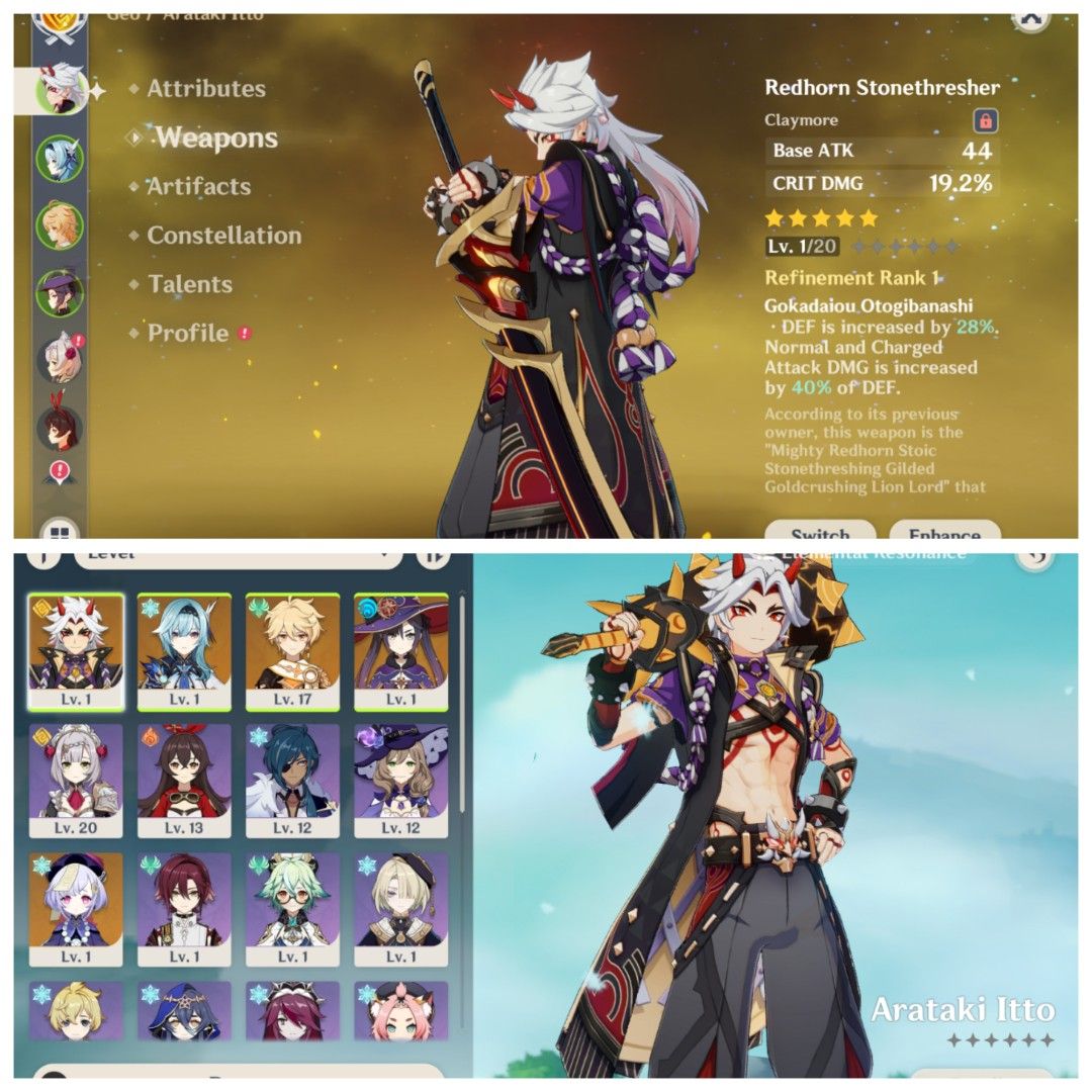 Itto Sig, Eula AR7 Starter Genshin Impact (Category: Others) located in Caloocan City. Submitted by rurugenshin (Listing ID 1344914743, Image 1). Description: Check my profile for more accounts! *Itto And Signature Weapon - Redhorn Stonethresher Other 5 star: * Characters: Eula, Mona, Qiqi * Weapons: Verdict AR7 Unset Email - Unset Birthday Asia Server SAFE: First Owner - Manually Rolled Account Not Abyss Hacked 600 php Payment using gcash. Revie