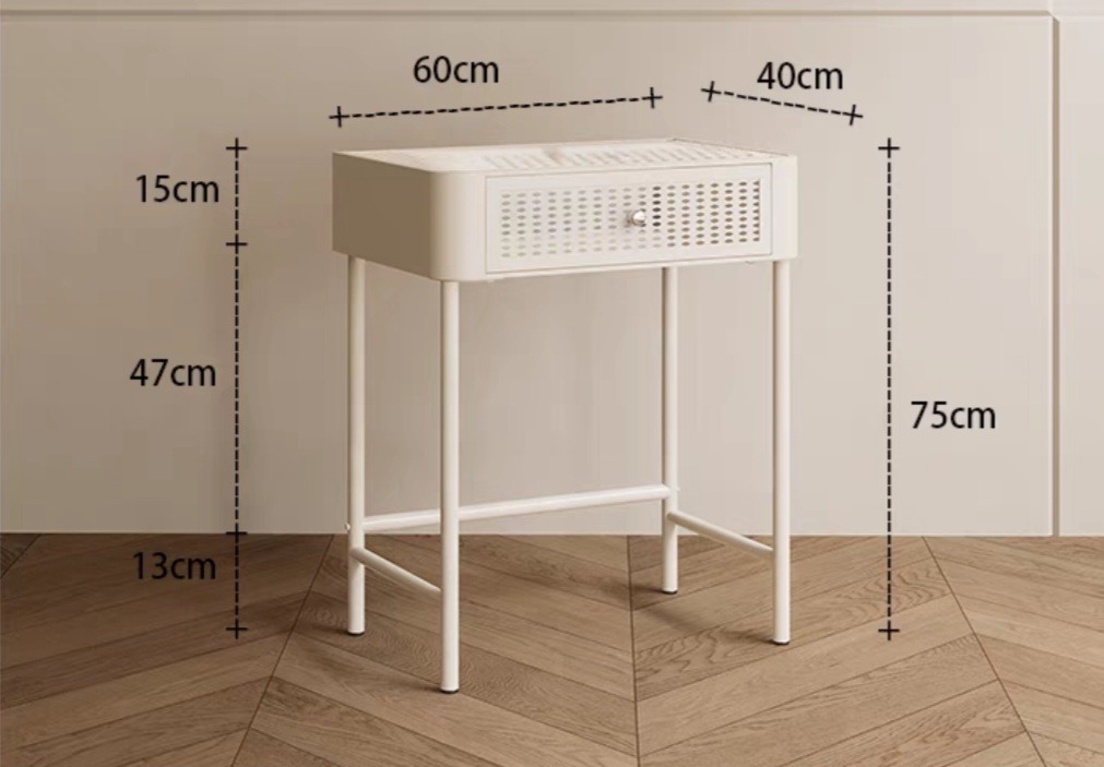 Ivory Dressing Table (Wrought Iron Columns and Frosted Glass Top ...