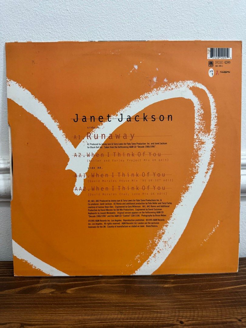 JANET JACKSON ‘RUNAWAY’ (Category: Vinyls) located in Cainta. Submitted by e.collections (Listing ID 1344757517, Image 2). Description: Janet Jackson ‘Runaway’ 12-inch vinyl single Disc condition: near mint Sleeve condition: near mint Made in the EEC.