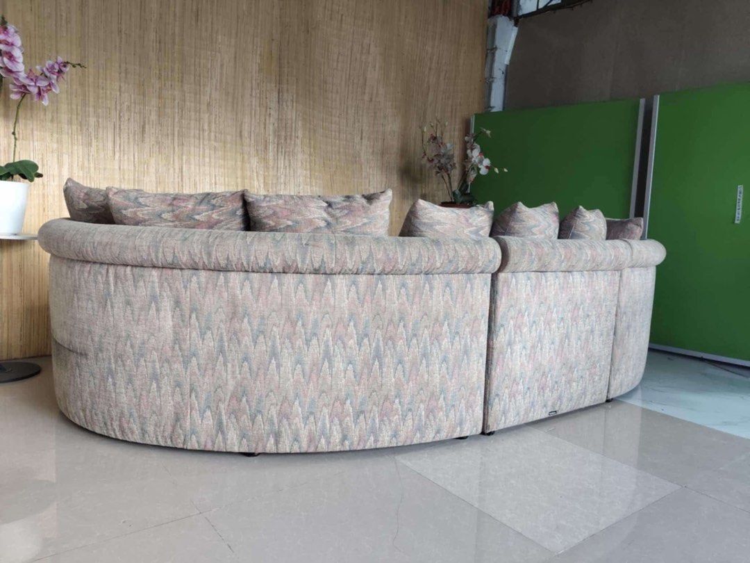 Karimoku Elegant Curved Sofa (Category: Sofas) located in Quezon City. Submitted by matetdevis13 (Listing ID 1344901115, Image 3). Description: Karimoku Elegant Curved Fabric Sofa Price: 13,900 L108 x W36 x H19.5/27.5 In good condition Code BLY G75-E461.