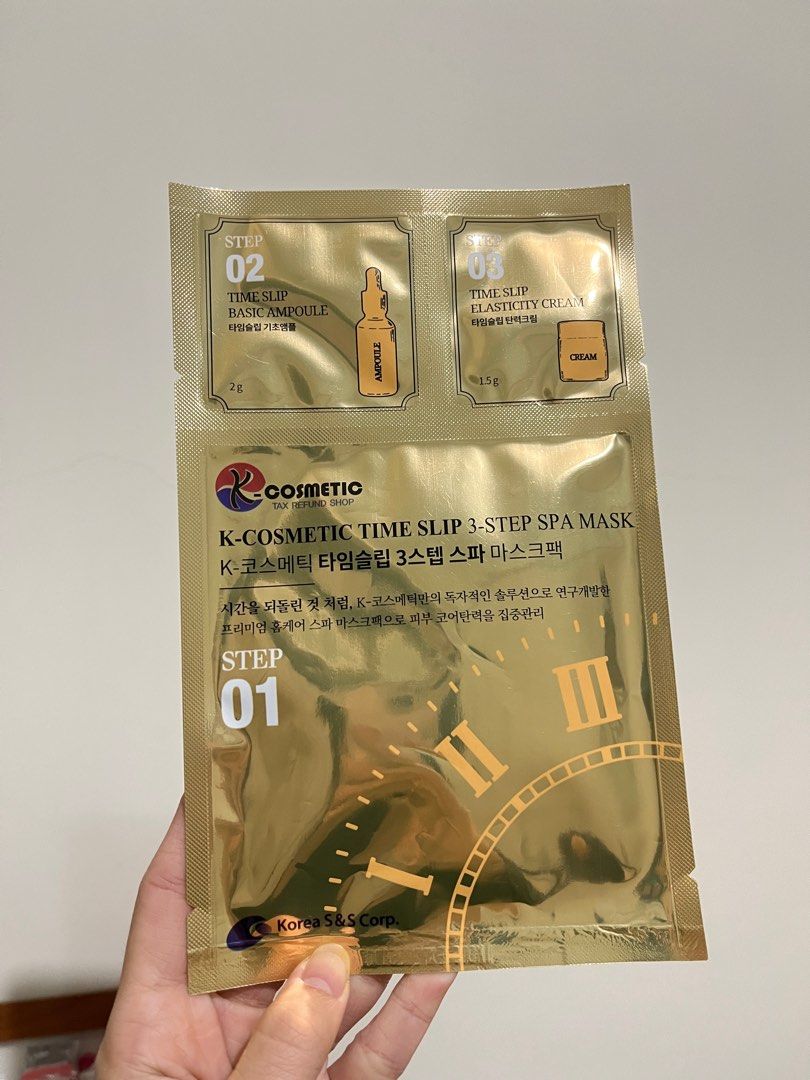韓國水光面膜K-cosmetic time slip spa mask, 香水、美妝、保養, 臉部彩妝、保養與清潔, 護膚、清潔產品在旋轉拍賣