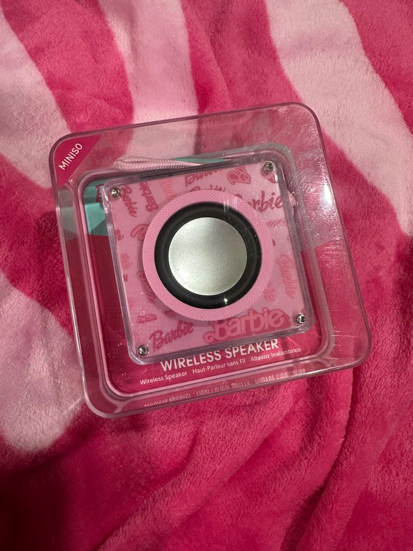 MINISO Barbie speaker (Category: Soundbars, Speakers & Amplifiers) located in Pasay City. Submitted by dunkinn (Listing ID 1344758210, Image 1). Description: ♥️ used once ❤️ binili kasi nacutan but never used again after .