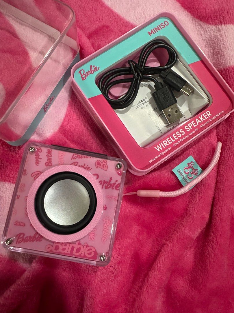 MINISO Barbie speaker (Category: Soundbars, Speakers & Amplifiers) located in Pasay City. Submitted by dunkinn (Listing ID 1344758210, Image 2). Description: ♥️ used once ❤️ binili kasi nacutan but never used again after .