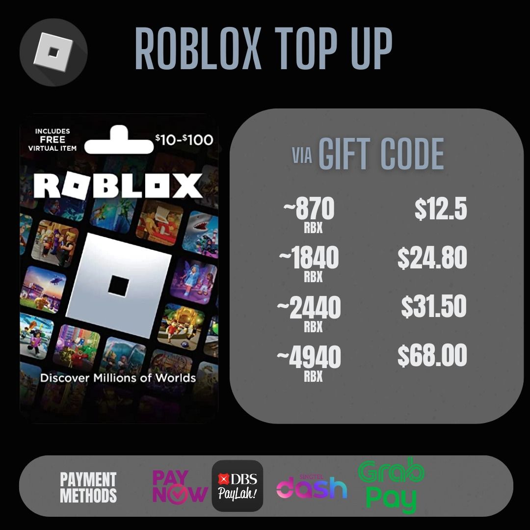 [NO LOGIN] Roblox Gift Card Robux Top Up, Video Gaming, Gaming ...